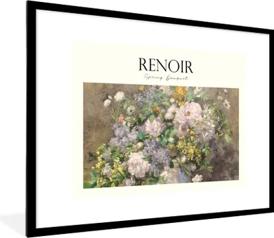 Produktbild von MuchoWow® Gerahmtes Poster Kunst - Blumen - Renoir 80x60 cm - Poster mit Schwarzem Bilderrahmen Wandposter Rahmen Foto Bilder - Schlafzimmer-Dekorationen - Fotoposter
