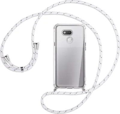 Produktbild von Handykette Backcover-Schutzhülle mit Band (Metall silberfarben) für HTC Desire 12s - weiß/grau