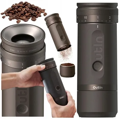 Zdjęcie produktu dla Outin OTCG-01-TB Przenośny młynek do kawy Fino Tundra Brown, Młynek, 25 g, Stal nierdzewna, Czarny, Aluminium, Plastik, Silikon, 690 g