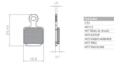 Produktbild von Fahrrad Bremsbeläge Sinter Metallisch für Magura MT 5, MT 7 - BRENTA