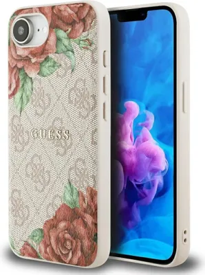 Produktbild von Guess 4G Blumen MagSafe Hülle für iPhone 16e Rosa