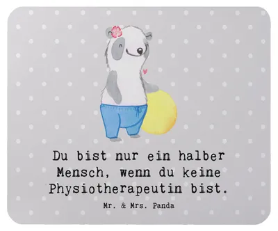 Produktbild von Mr. & Mrs. Panda Mauspad Physiotherapeutin Herz - Grau Pastell - Geschenk, Mousepad, Mouse Pad, mousematte, computer, laptop