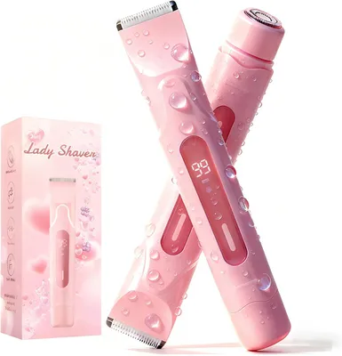 Produktbild von Elektro 2in1 - Bikini Trimmer & Intimrasierer, Nass/Trockenrasur, Doppelkopf Kabelloser Damentrimmer USB-Aufladbar für Beine, Körper, Gesicht, Achseln