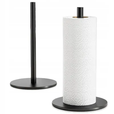 Produktbild von Stehender Küchenrollenhalter Metall Schwarz – Papierrollenhalter für die Küche – Stabil & Rutschfest – Modernes Design Matt
