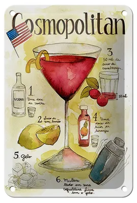 Produktbild von Blechschild Rezept 12x18cm Cosmopolitan Cocktail Recipe