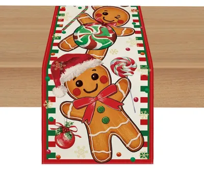 Weihnachts-Tischläufer, Lebkuchenmännchen, 183x33 cm
