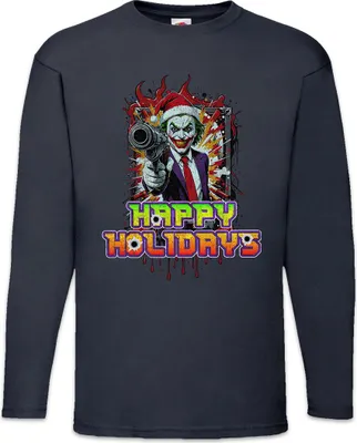 Produktbild von Urban Backwoods Happy Holidays Joker Gun, Langarm T-Shirt, Farbe: Navy, Größe: M