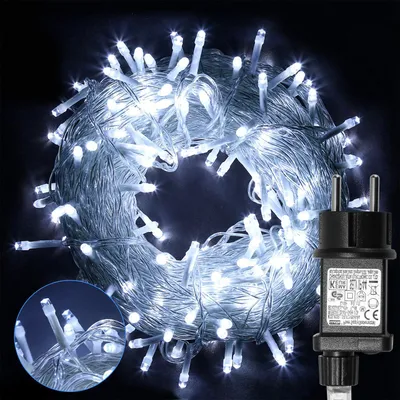 Obrázok produktu pre LED svetelný reťazec Peviasot, 200 metrov, 1000 LED, studená biela, 8 režimov svietenia, funkcia pamäte, kábel 5 metrov, vhodné na Vianoce, do záhrady, na balkón, na dekoráciu