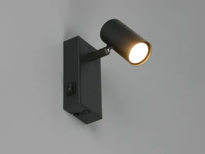 Produktbild von LED Wandstrahler Schwarz mit Schalter, Spot schwenkbar, Schlafzimmer Wohnzimmer
