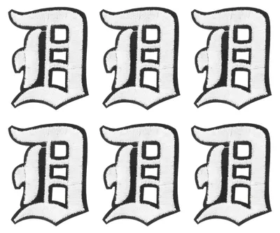 6er-Pack Buchstaben-Patches, aufbügelbar, Buchstabe D, 5 cm, schwarz-weiß