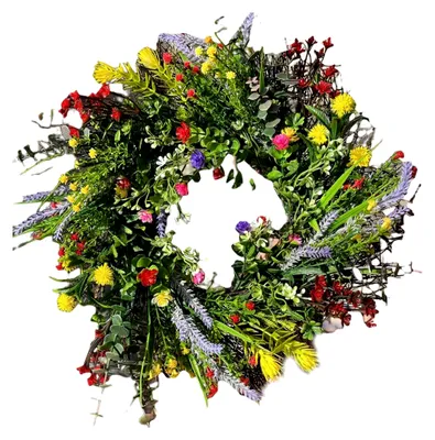 Produktbild von Türkranz Sommer, künstliche Wildblumen, dekorative Girlande für Wand- und Hochzeitsdekoration