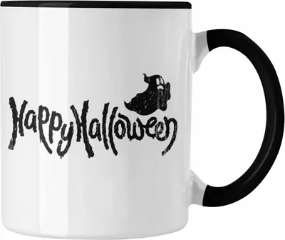 Produktbild von Trendation - Halloween Tasse Kürbis Dekoration Becher Happy Halloween Geister Grafik (Schwarz)