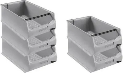 Produktbild von SparSet 5x Graue Sichtlagerbox 5.1 mit Griffstange | HxBxT 20x30x50cm | 21,8 Liter | Sichtlagerbehälter, Sichtlagerkasten, Sichtlagerkastensortiment, Sortierbehälter