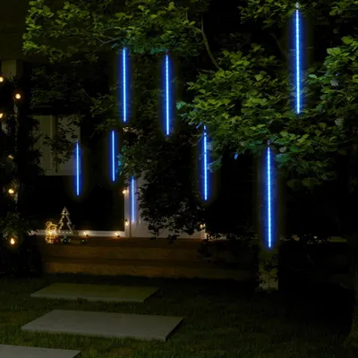 Produktbild von The Living Store 8 Stk. Meteorlichter 50 cm 288 LEDs Innen- Außenbereich Blau