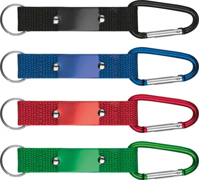 Produktbild von 4x Schlüsselanhänger mit Karabiner / Farbe: je 1x schwarz, blau, rot und grün