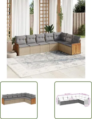 Produktbild von The Living Store 7-tlg. Garten-Sofagarnitur mit Kissen Beige Poly Rattan
