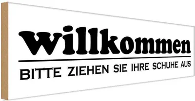Produktbild von vianmo Holzschild 10x27 cm Willkommen bitte Ihre Schuhe aus Spruch Zitat