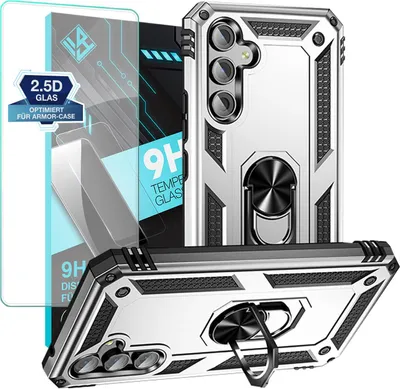 Produktbild von Armor Outdoor Handyhülle für Samsung Galaxy A54 5G Handy Panzer Case Schutzhülle mit 9H Displayglas Displayschutz Farbe: Silber