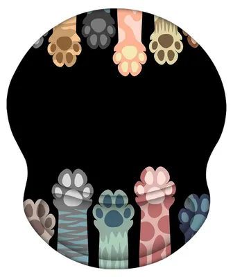 Productafbeelding van Muispad met kattenmotief en polssteun. Ergonomische gel-muispad met polssteun.