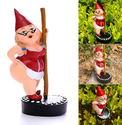 Obrázek produktu pro Omgoods - Soška trpaslíka tančícího pole dance, ideální pro venkovní dekorace, dostupná ve dvou velikostech