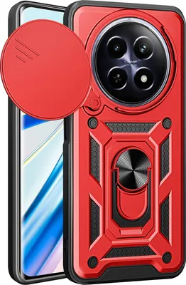 Produktbild von Hülle für Realme 12 Magnetische Ring Ständer Halter Dia Kameraschutz TPU Bumper Silikon Schutzhülle Rot