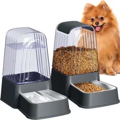 Futter- und Wasserspender-Set, Edelstahl, 5 L, Schwerkraft, BPA-frei