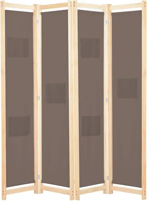Imagen del producto de Divisorio de ambiente de 4 piezas, color marrón, 160 x 170 x 4 cm, tela