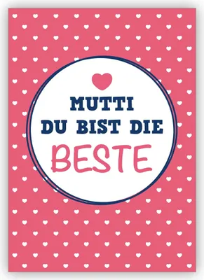 Produktbild von Schöne Glückwunschkarte zum Muttertag, Muttertagskarte mit vielen Herzen: Mutti du bist die Beste