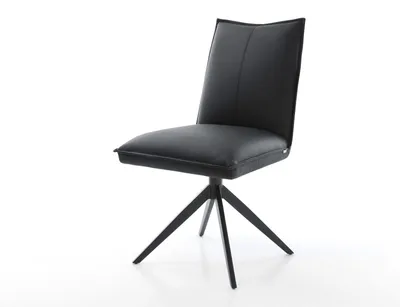Produktbild von DELIFE Drehstuhl Lelio-Flex Echt-Leder Schwarz Kreuzgestell breit Schwarz 360° drehbar Wippfunktion Taschenfederkern