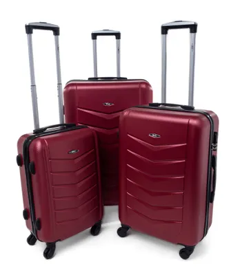 Obrázek produktu pro RGL 520 Sada kufrů Sada kufrů na kolečkách ABS+ Hardcase 3-dílná sada 3v1 XXL XL L Barva: Tmavě červená