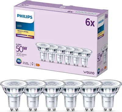 Immagine prodotto di Philips LED Spot, Riflettore, 4,6W, GU10, 355lm, 2700K, trasparente (929001215237)