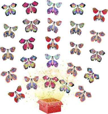 Produktbild von 25 Stück magische fliegende Schmetterlinge - Spielzeug für Kinder mit Überraschungseffekt
