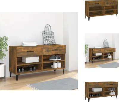 Obrázek produktu pro vidaXL Botník kouřový dub 102x35x55 cm materiál na bázi dřeva - Botníky a skříně