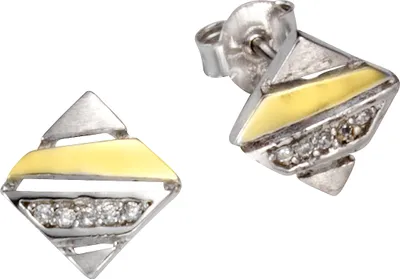 Produktbild von F Ohrstecker 925/- Sterling Silber 1,0cm mehrfarbig Zirkonia weiß 025220030