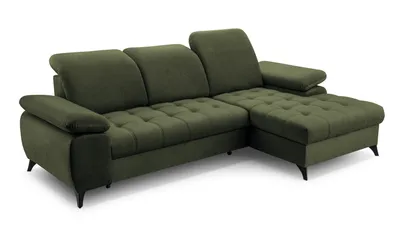 Produktbild von BEAUTYSOFA Ecksofa mit Schlaffunktion BELLO, Ottomane rechts, L-Form, Farbe: Grün (Whisper11)