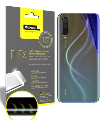 Produktbild von 3x Schutzfolie für Xiaomi Mi CC9e Rückseite Folie, 100% Displayabdeckung, dipos Flex