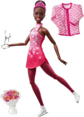 Produktbild von Barbie Eiskunstläuferin Puppe (schwarze Haare), Barbie Set inkl. Zubehör