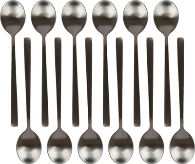 Produktbild von Teelöffel aus Edelstahl – 14,5 cm – Schwarz – 12er-Pack