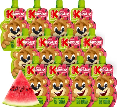 Obrázek produktu pro Kubuś Mus jabłko arbuz aronia dla dzieci 100 g - zestaw 12 szt.