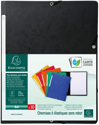 Produktbild von Eckspannmappe A4 Manila-Karton 355g/qm schwarz Packung mit 10 Stück