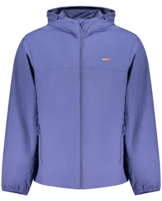 Image de Veste de sport pour hommes, bleu, éco-conçue : coupe-vent, capuche, fabriquée à partir de matériaux recyclés