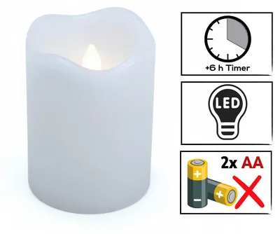 Produktbild von LED Stumpenkerzen 4er Set Weiß Ø 7 x 13 cm flammenlos mit Timer –