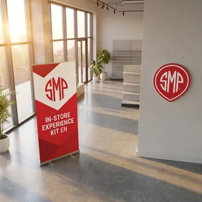 Produktbild von SMP In-Store Experience Kit EN Banner und Logo Schild, rot weiß