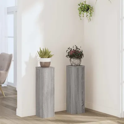 Produktbild von "2026 Promotion" Pflanzenständer - Hochbeet - 2 Stk. - Blumenkasten - Grau Sonoma 17x17x60 cm - Holzwerkstoff - Beete CC31179