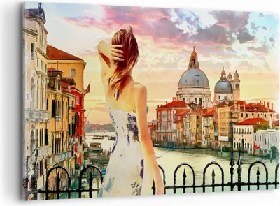 Produktbild von Bild auf Leinwand - Leinwandbild - Venedig Brücke Wasser - 120x80cm - Wand Bild - Wanddeko - Leinwanddruck - Bilder - Kunstdruck - Wanddekoration - Leinwand bilder - Wandkunst - AA120x80-3495