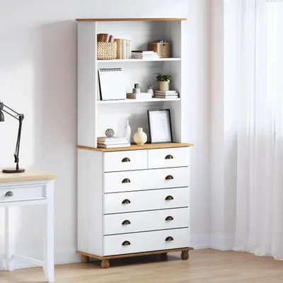 Obrázok produktu pre vidaXL Regál ASKIM Biely 91 x 40 x 200,5 cm Masívne borovicové drevo