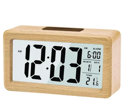 Produktbild von Digitaler Wecker, Holzwecker mit Sensormodul, Tischuhr mit großem Display, Datum, Temperaturanzeige, Nachtlicht, Digitaluhr mit Schlummermodul