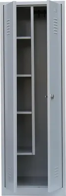 An open, empty metal locker.