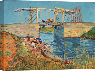 Produktbild von Kunstdruck auf Leinwand - Vincent van Gogh, Die Langlois-Brücke mit den Wäscherinnen – 60x40 cm