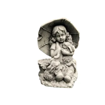 Produktbild von Schönes Mädchen mit Hase aus Steinguss perfekt für den Garten die Terrasse oder den Vorgarten ist Frostfest Witterungsbeständig und Neu 28cm H, PO-327